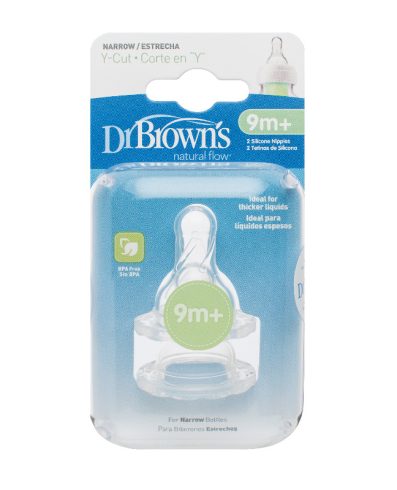 Tetină din silicon Dr. Browns 312 pentru biberon standard în Y, pachet de 2
