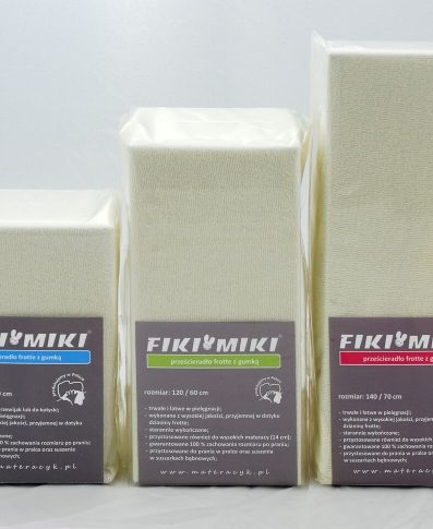 Cearșaf cu elastic FIKI MIKI din material terry 140°70 crem