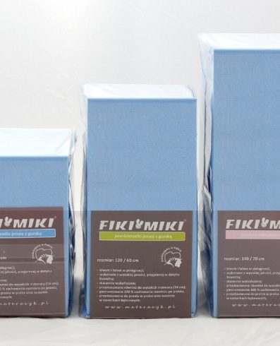 Cearșaf cu elastic în carouri FIKI MIKI Jersey 140°70 Albastru deschis