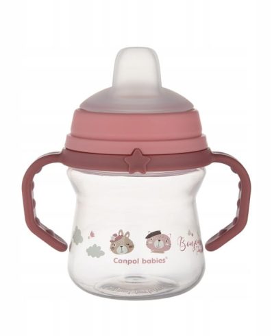 CANPOL 56/612 Cănă cu capac din silicon FirstCup 150ml BONJOUR size.