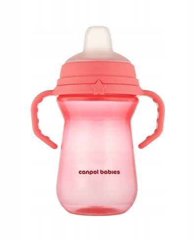 Cană cu cioc din silicon roz CANPOL 56/615 FirstCup 250 ml