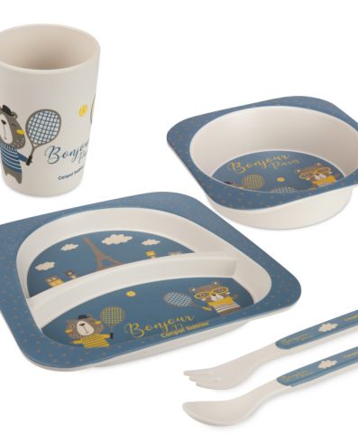 Set de veselă CANPOL 9/227 Bonjour Paris, 5 piese, albastru marin