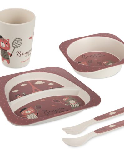 CANPOL 9/227 Set de veselă 5 piese Bonjour Paris burgundy