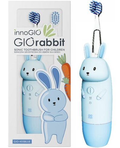 Periuță de dinți INNOGIO GIO-455BLUE GIOrabbit albastră pentru copii + capete de schimb GIO-450BHB GRATUITE