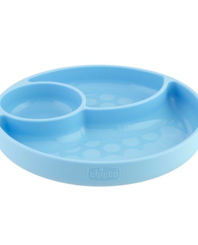 CHICCO 00010216200000 Farfurie din silicon cu 3 compartimente băieți