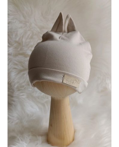 BEBELUȘI 01583 Căciulă pentru bebeluși cu urechi din jerseu bej 6-9 luni