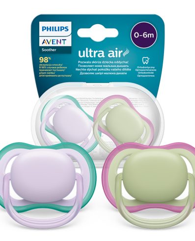 AVENT SCF085/24 Suzetă Ultra Air 0-6 luni violet/verde