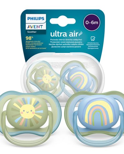 AVENT SCF085/58 Suzetă Ultra Air 0-6 luni soare/curcubeu băiețel