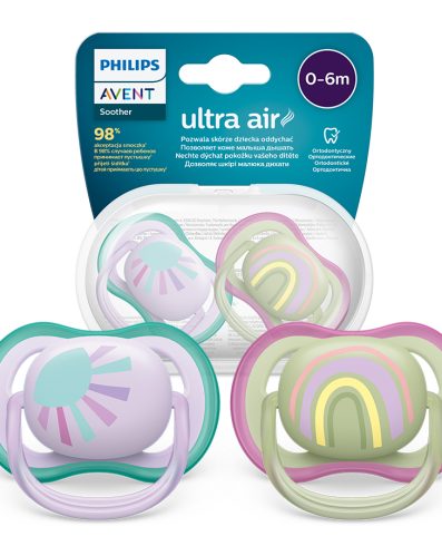 AVENT SCF085/59 Suzetă Ultra Air 0-6 luni soare/curcubeu fetiță