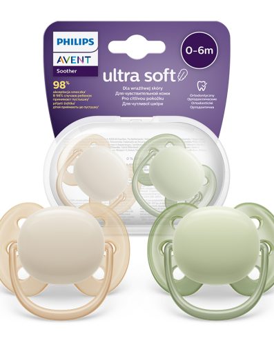 AVENT SCF091/05 Suzetă ultra moale 0-6 luni bej/verde