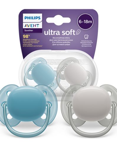 AVENT SCF091/17 Suzetă ultra moale 6-18 luni albastră/gri