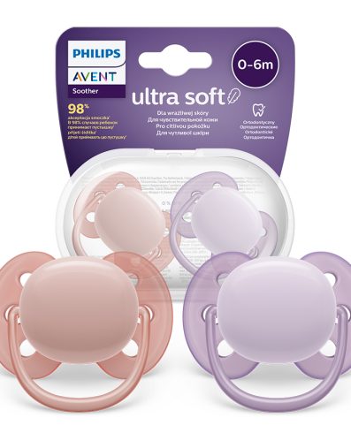 AVENT SCF091/31 Suzetă ultra moale 0-6 luni roz/violet