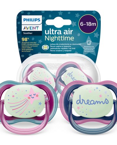 AVENT SCF376/14 Suzetă Ultra Night 6-18 vise/fetiță cometă