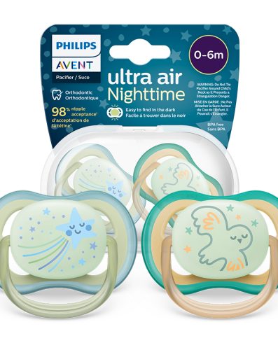 AVENT SCF376/18 Suzetă Ultra Air Night 0-6 ani, cometă/păsărică