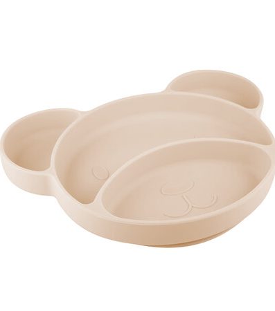 CANPOL 51/401 farfurie din silicon cu trei compartimente și ventuză MIȘ cremoasă.