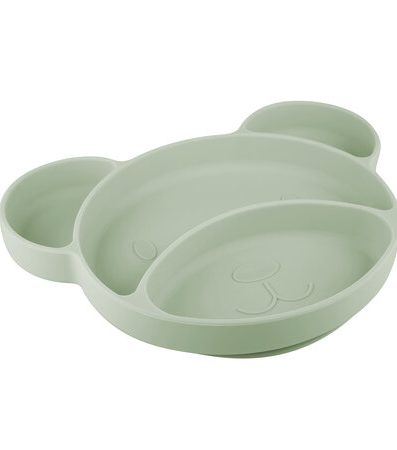 CANPOL 51/401 Farfurie din silicon în trei părți cu ventuză MIȘ verde