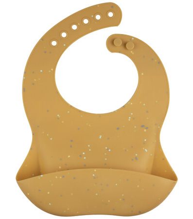 Bavetă din silicon cu buzunar DOTS galben CANPOL 51/029