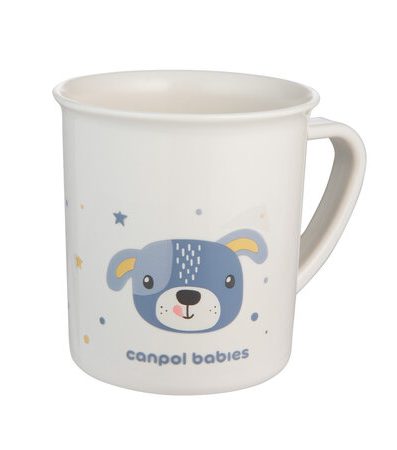 CANPOL 4/413 Pahar de plastic cu mâner pentru copii 170ml Animale drăguțe albastru 2
