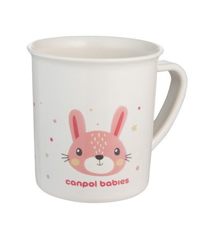 CANPOL 4/413 Pahar de plastic cu mâner pentru copii 170ml Animale drăguțe roz 2