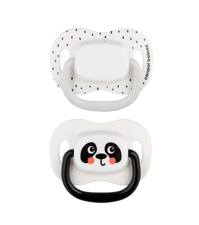Suzetă din silicon CANPOL 34/928 6-18 luni+ simetrică BabiesBoo 2 bucăți albă