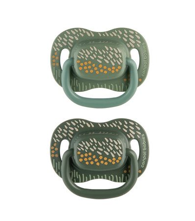 CANPOL 34/932 Suzetă calmantă din silicon simetrică 18 m+ MOUNTAINS 2 buc verde