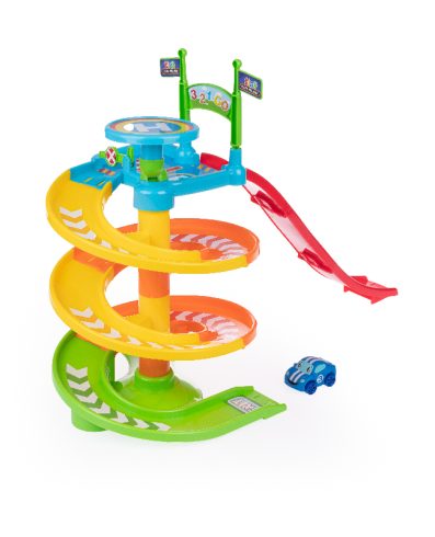 DUMEL HT 73131 Mașinuță Mini City Flotă și Tobogan cu Mașină