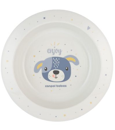 CANPOL 4/412 Bol din plastic pentru copii 270 ml Animale drăguțe albastru