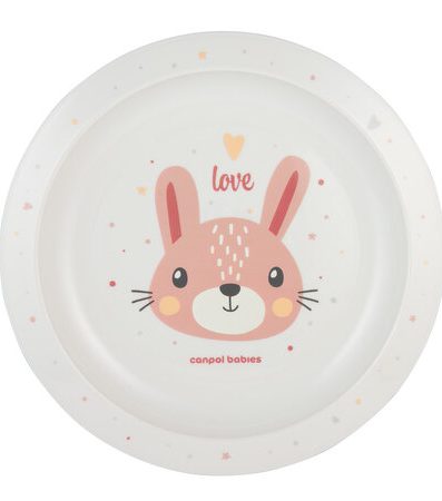 CANPOL 4/411_pin2 Farfurie plastic Animale drăguțe roz
