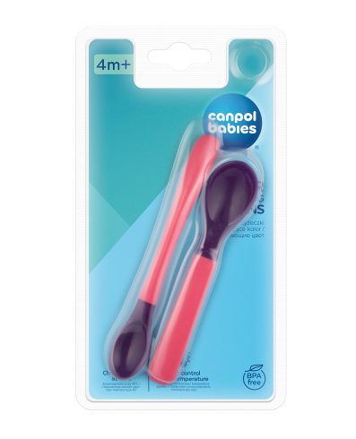 CANPOL 9/581 Set de 2 linguri magice care își schimbă culoarea, turcoaz