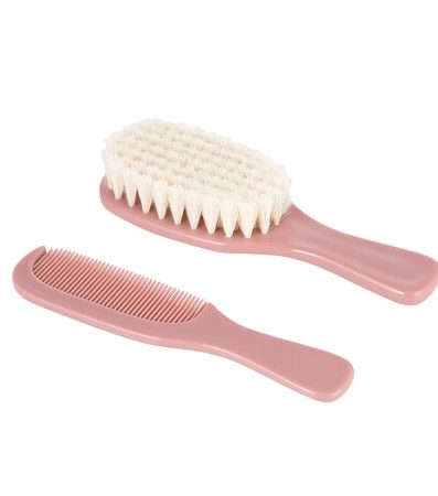 Perie și pieptene CANPOL 7/406_pin2 cu peri naturali GOLD roz