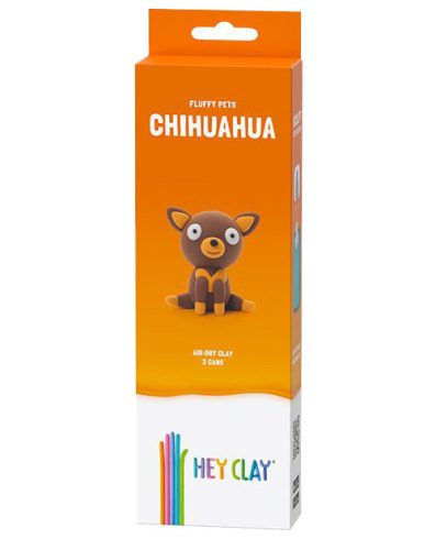 HEY CLAY HCL30111CEE Figurină Chihuahua Pufoasă, Set 3