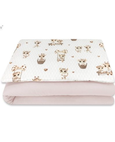 Set de lenjerie de pat KIECZMERSKI C-2 135×100 cm MIMINU DESIGN Girafe bej și roz 100% bumbac