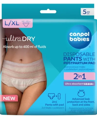 CANPOL 78/012 Chiloți postpartum respirabili 2 în 1 cu absorbant L/XL