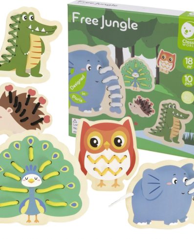 CLASSIC WORLD CW20115 Dispozitiv de înfilat din lemn pentru dantelă, model animale, 10 buc.