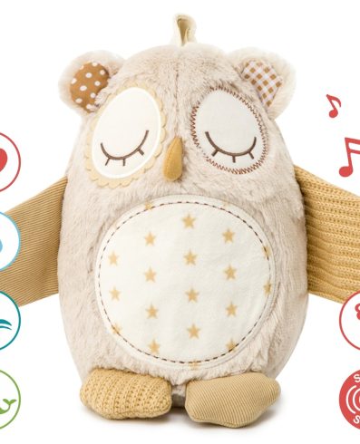 Cloud B CLNO-8524-OW Bufniță adormită cu cutie muzicală și senzor de mișcare