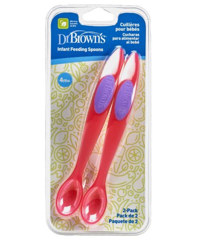Lingurițe roz pentru hrănire Dr. Browns TF200, pachet de 2
