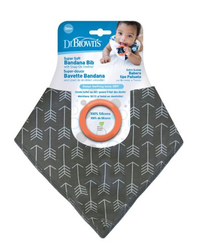 Bavetă Dr. Browns AC125 Bandana cu accesoriu de dentiție cu săgeată