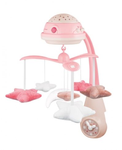 Carusel electric CANPOL 75/100 cu proiector și cutie muzicală, roz