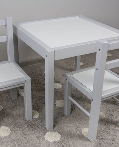 DREWEX Set Mese + 2 scăunele alb/gri
