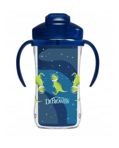 Cană termică Dr. Browns TC01202 cu pai 300ml albastră 12+