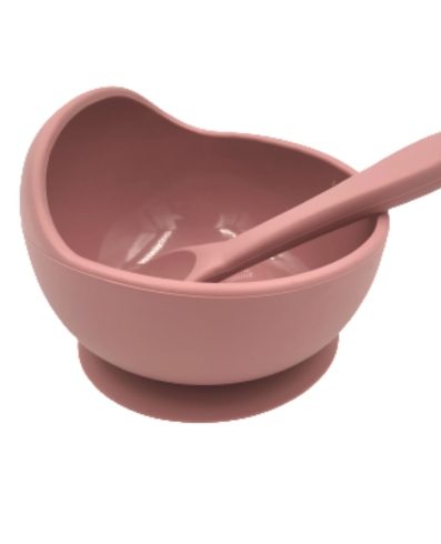 BABY 01140 Bol din silicon cu ventuză și lingură Liliac