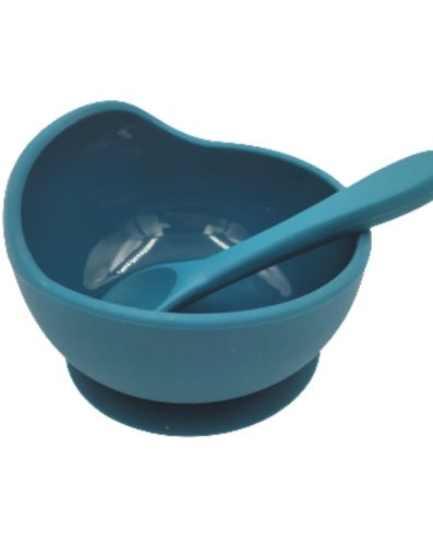 BABY 01139 Bol din silicon cu ventuză și linguriță Ocean