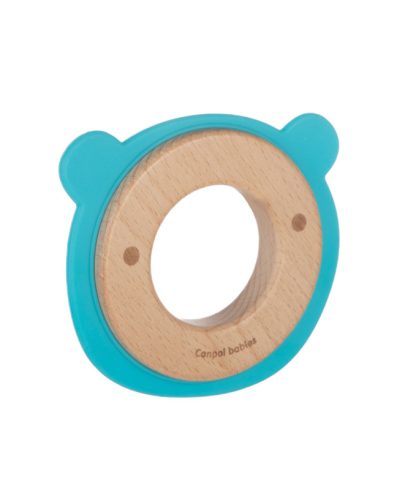 CANPOL 80/304 Jucărie de dentiție din lemn și silicon pentru bebeluși URSULET DE PLUȘ