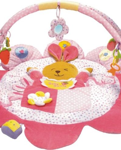 BABY MIX 45511 Covoraș educativ Animale (Iepure roz)