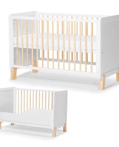 Pat multifuncțional din lemn KINDERKRAFT NICO cu barieră albă