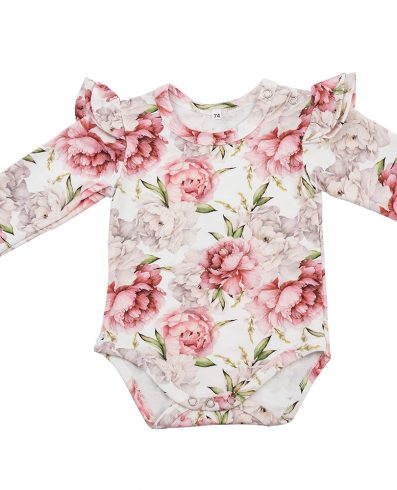 BEBELUȘI 01191 Body pentru bebeluși cu mânecă lungă Bujori 56/62