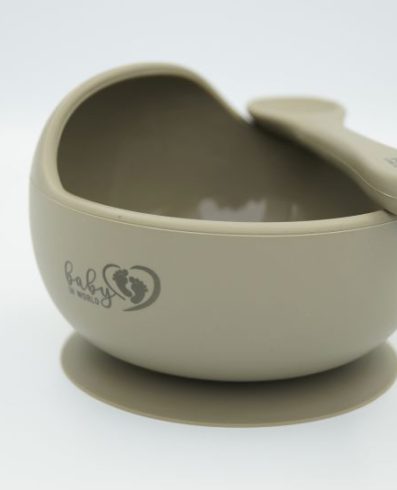 BABY 01178 Bol din silicon cu ventuză și lingură Salvie