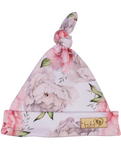 BEBELUȘI 01287 Căciulă pentru bebeluși cu bujori și ștrumfițe 3-6 luni