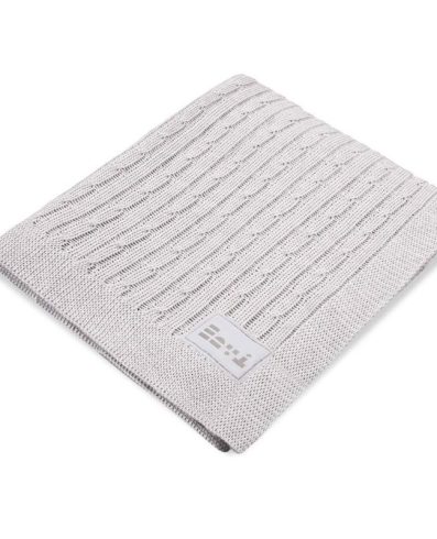 Pătură tricotată EWA 713339 EEVI, împletitură de bumbac, gri melanj