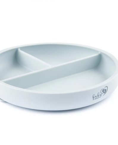 BABY 01296 Farfurie din silicon cu absolvire gri